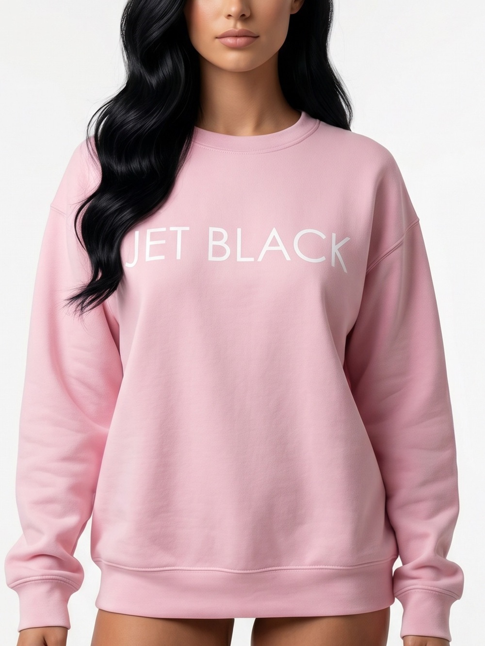 BRUNETTE THE LABEL | ‘Jet Black’ Pink Crewneck Sweater Sz S-M